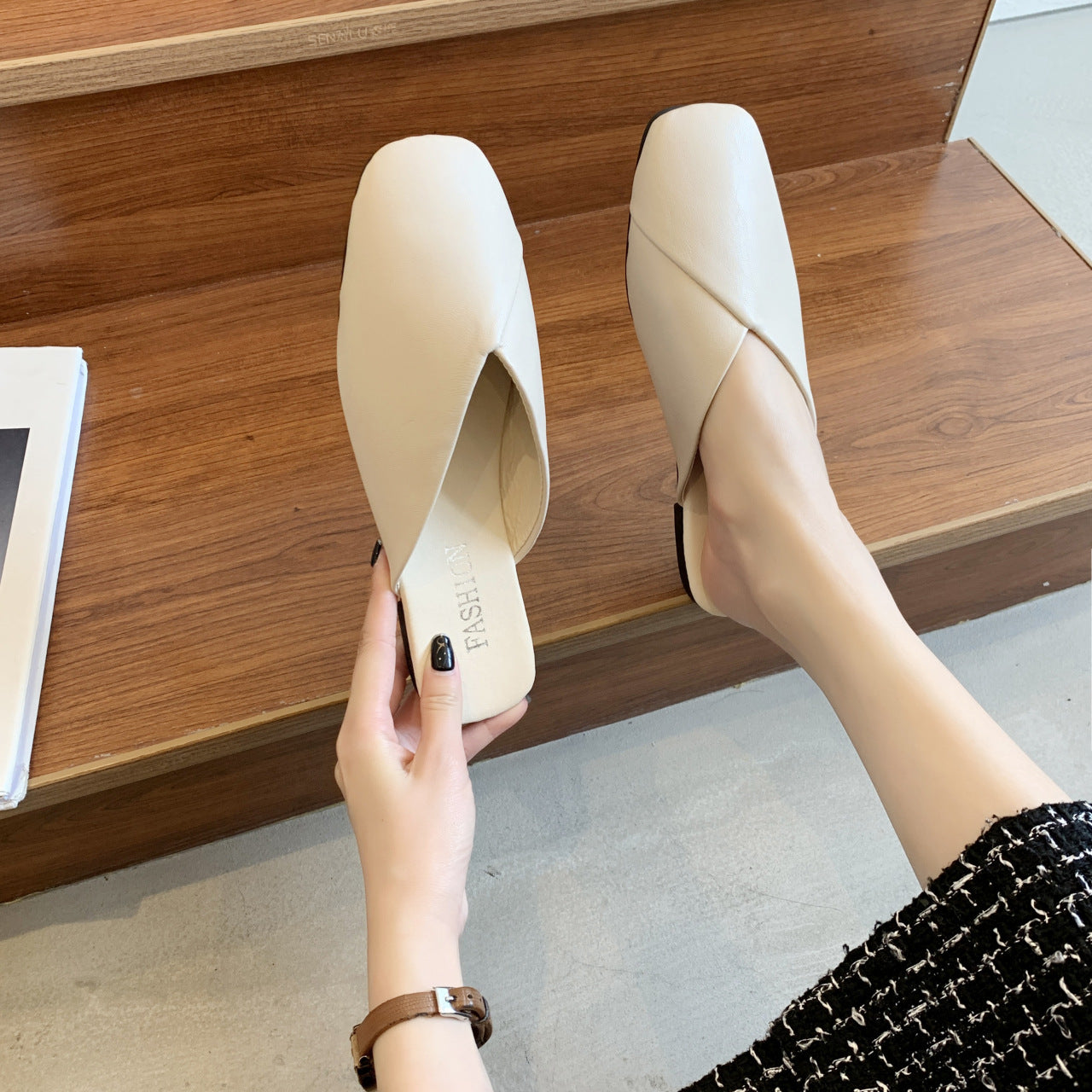 Korean Style Women Half Covered Slippers