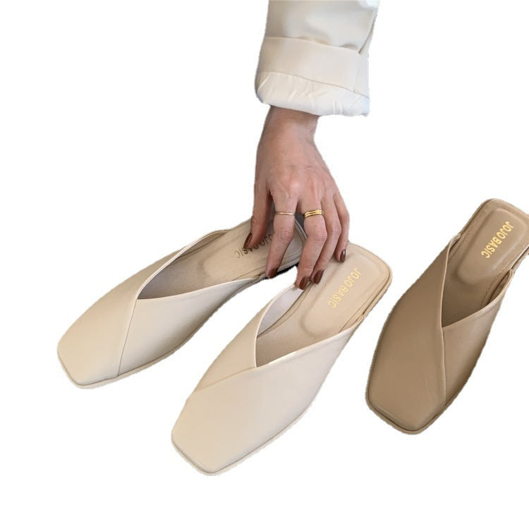 Korean Style Women Half Covered Slippers